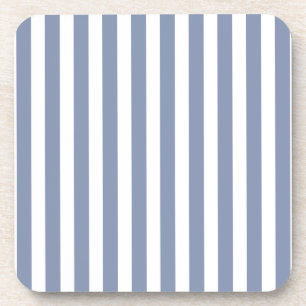 Blue grey and white candy stripes beverage coaster