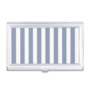 Blue grey and white candy stripes business card case
