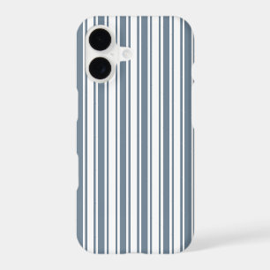 Blue-grey and white candy stripes iPhone 17 case