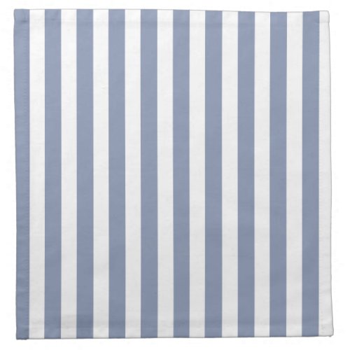 Blue grey and white candy stripes cloth napkin