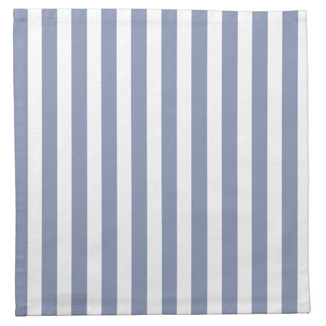 Blue grey and white candy stripes cloth napkin (Front)