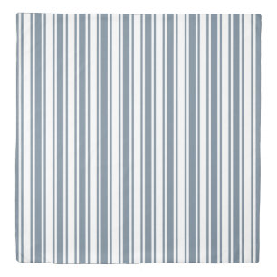 Blue-grey and white candy stripes duvet cover