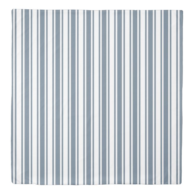 Blue-grey and white candy stripes duvet cover (Front)