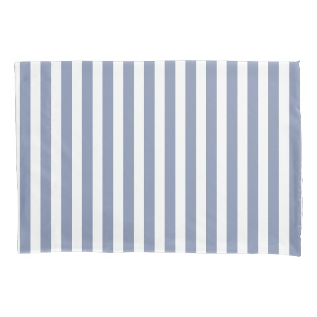 Blue grey and white candy stripes pillow case (Front)