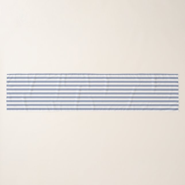 Blue grey and white candy stripes scarf (Front (Horizontal))