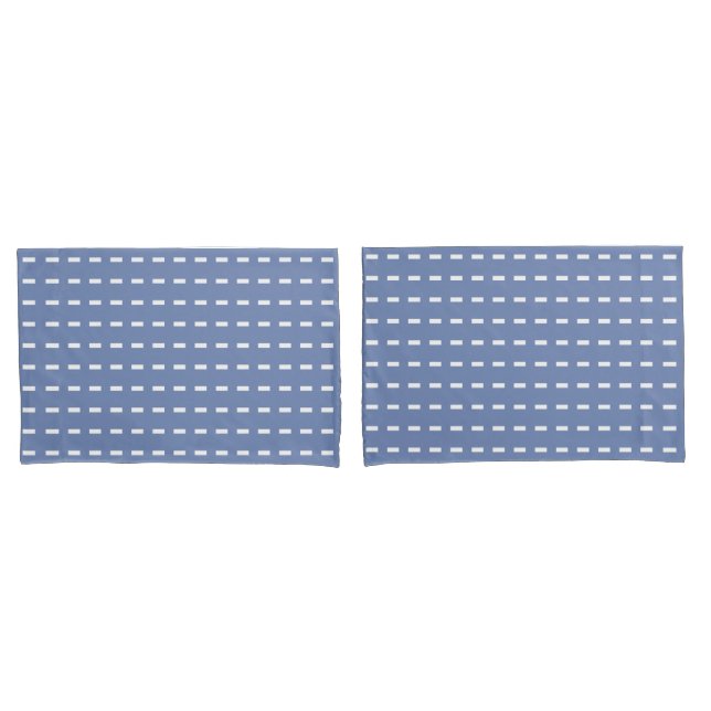 Blue grey and white dashes abstract pattern pillow case (Front-Set)