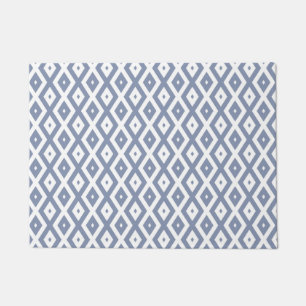 Blue grey and white diamond pattern doormat