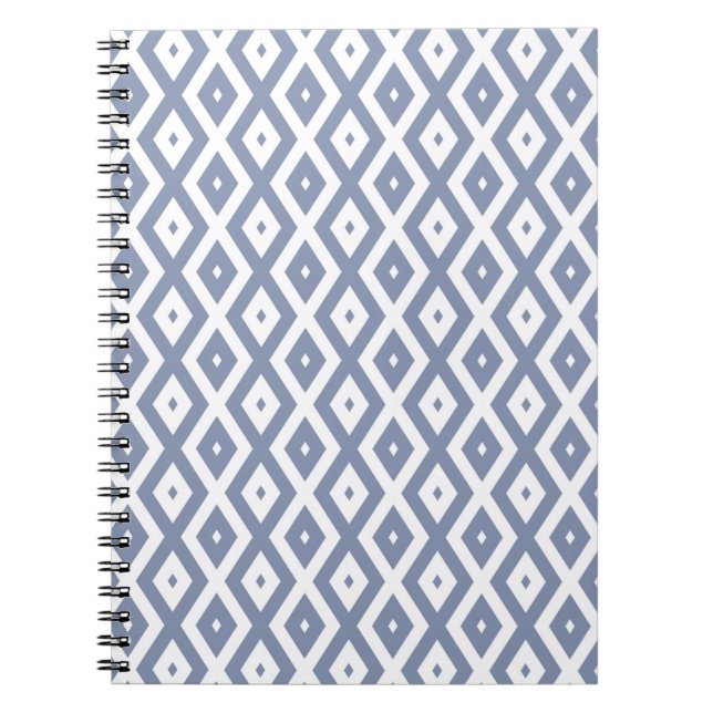 Blue grey and white diamond pattern notebook (Front)