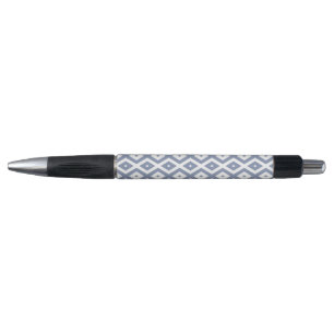 Blue grey and white diamond pattern pen