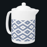 Blue grey and white diamond pattern teapot<br><div class="desc">Blue grey and white diamond pattern</div>