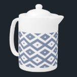 Blue grey and white diamond pattern teapot<br><div class="desc">Blue grey and white diamond pattern</div>