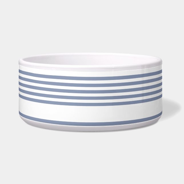 Blue-grey and white five stripe pattern bowl (Front)