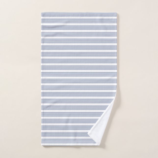 Blue-grey and white five stripe pattern hand towel  (Hand Towel)