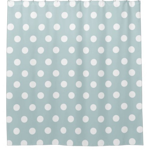 Blue Grey and White Polka Dot pattern Shower Curtain