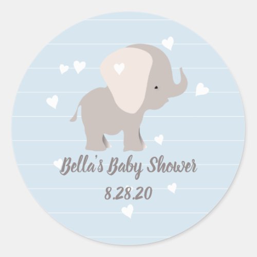 Blue Grey Baby Elephant Shower Stickers