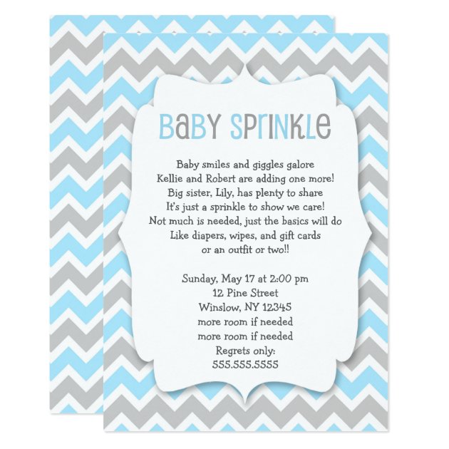 Blue Grey Baby Sprinkle / Boy Baby Shower Invite