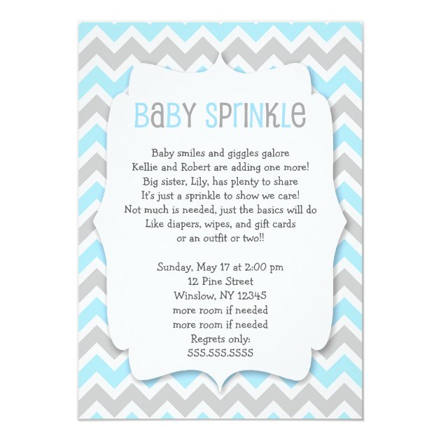 Blue Grey Baby Sprinkle / Boy Baby Shower Invite