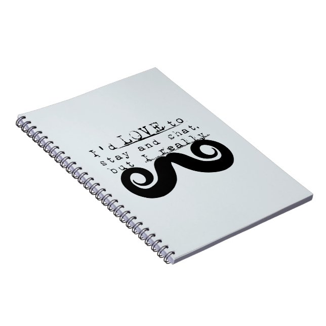 Blue Grey Black Funny Humor I Mustache Notebook (Right Side)