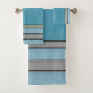 Blue, Grey, Black simple as that Bath Towel Set