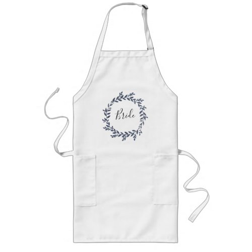 Blue Grey Botanical Glitter Effect Bride Long Apron