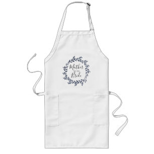 Blue Grey Botanical Glitter Mother of The Bride Long Apron