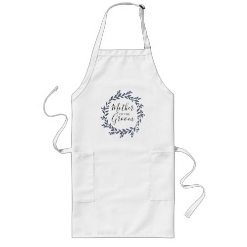 Blue Grey Botanical Glitter Mother of The Groom Long Apron