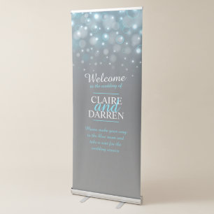 Blue grey bubbles wedding welcome banner