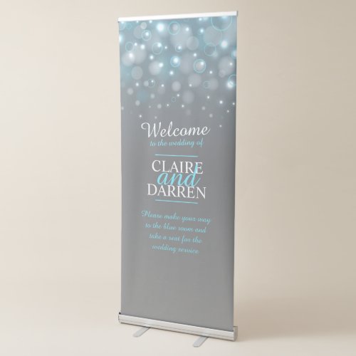 Blue grey bubbles wedding welcome banner