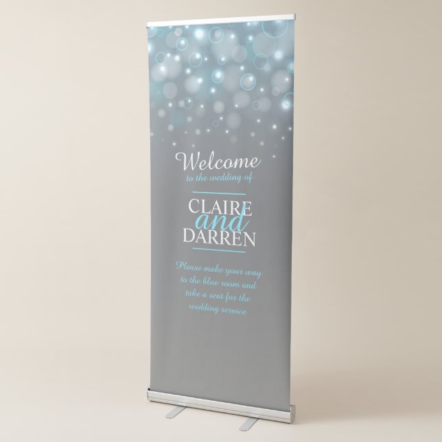 Blue grey bubbles wedding welcome banner (3/4)