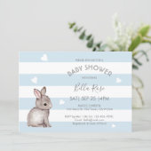 Blue Grey Bunny Baby Shower Invitations (Standing Front)