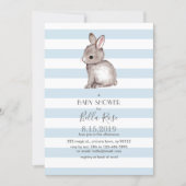 Blue grey bunny baby shower invitations (Front)