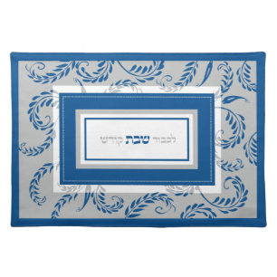 Blue Grey Challah Cover Coordinate Cloth Placemat