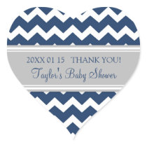 Blue Grey Chevron Baby Shower Favor Stickers