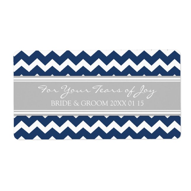 Blue Grey Chevron Cry Packet Wedding Labels (Front)