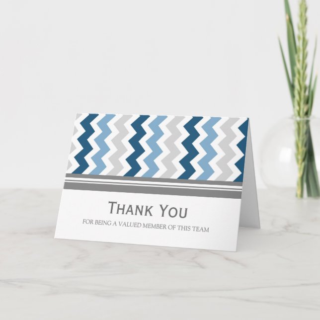 Blue Grey Chevron Employee Appreciation Card (Front)