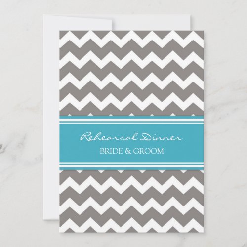 Blue Grey Chevron Rehearsal Dinner Party Personalized Invitation