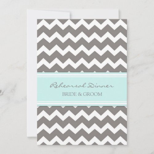 Blue Grey Chevron Rehearsal Dinner Party Invitations