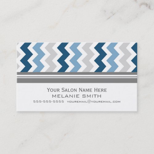 Blue Grey Chevron Salon Appointment Cards Business Card Template
