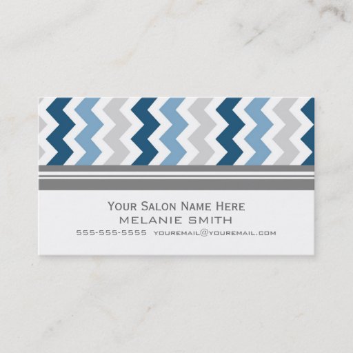Customizable Blue Grey Chevron Salon Appointment Cards Business Card Template