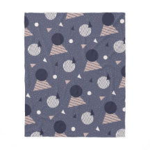 Blue Grey Circle Triangle Retro Geometric Pattern