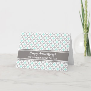 Blue Grey Circles Employee Anniversary Card