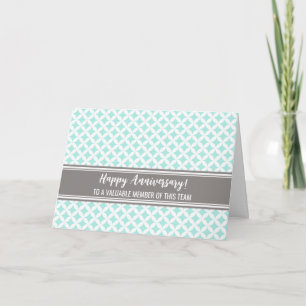 Blue Grey Circles Employee Anniversary Card