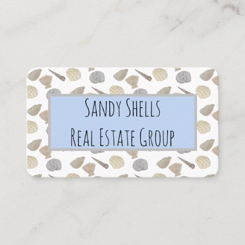 Blue Grey Coastal Sea Shells Business Card