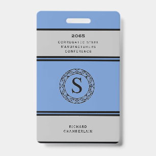 Blue & Grey Conference Badge with Logo