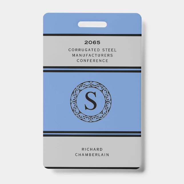 Blue & Grey Conference Badge with Logo (Front)