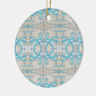 Blue Grey Curly Decorative Graffiti Wall Pattern Ceramic Ornament