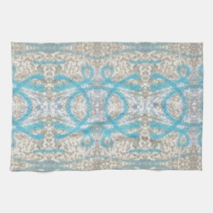 Blue Grey Curly Decorative Graffiti Wall Pattern Towel