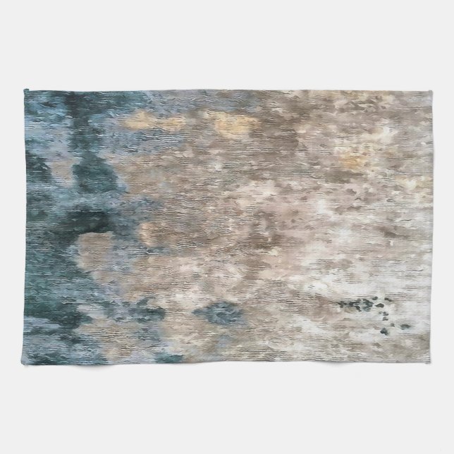 Blue Grey Decorative Abstract Artwork Kitchen Towel (Horizontal)