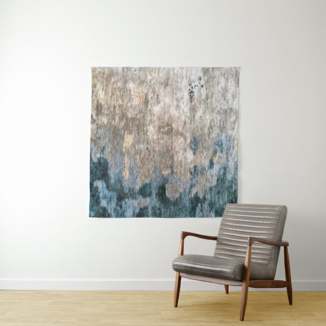 Blue Grey Decorative Abstract Artwork Tapestry (In Situ)