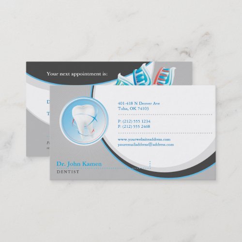 Blue Grey Dental  Dentist Appointment Card